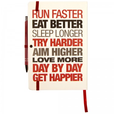 Motivational Notebook - Hardback A5 White/Red